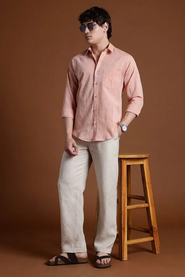 Light_Orange_Khadi_Shirt_|_Handspun_&_Handwoven_100%_Pure_Cotton_Full_Sleeve_Shirt