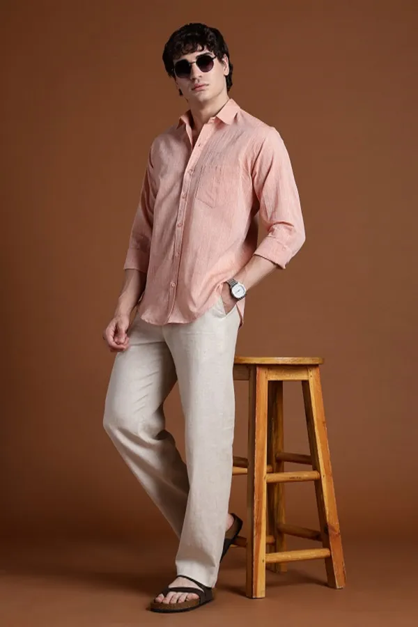 Light_Orange_Khadi_Shirt_|_Handspun_&_Handwoven_100%_Pure_Cotton_Full_Sleeve_Shirt