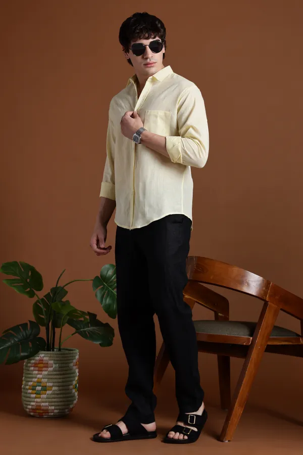 Light_Yellow_Khadi_Shirt_|_Handspun_&_Handwoven_100%_Pure_Cotton_Full_Sleeve_Shirt