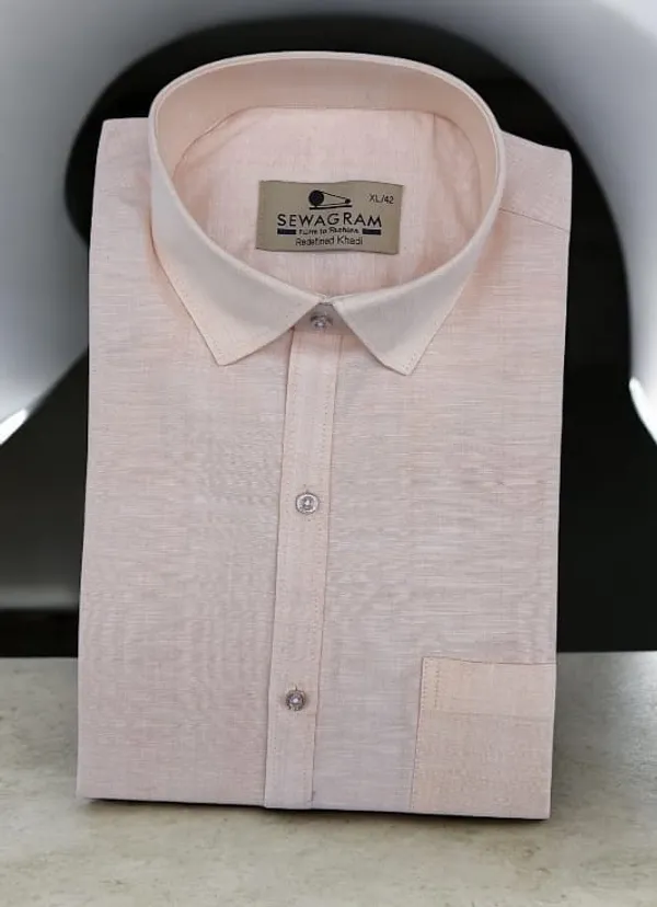 Peach_Khadi_Shirt_|_Handspun_&_Handwoven_100%_Pure_Cotton_Full_Sleeve_Shirt