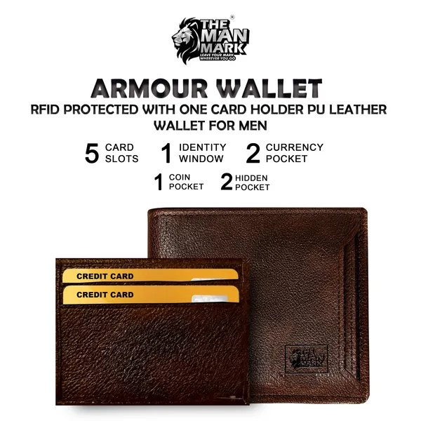 Black_Armour_Wallet_With_One_Card_Holder_Pu_Leather_Wallet-_5_Card_Slots,_2_Currency_Pockets,_1_Id_Window,_Rfid_Protection