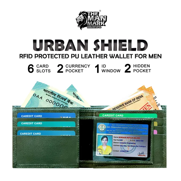 Green_Urban_Shield_Pu_Leather_Wallet-_6_Card_Slots,_2_Currency_Pockets,_1_Id_Window,_Rfid_Protection