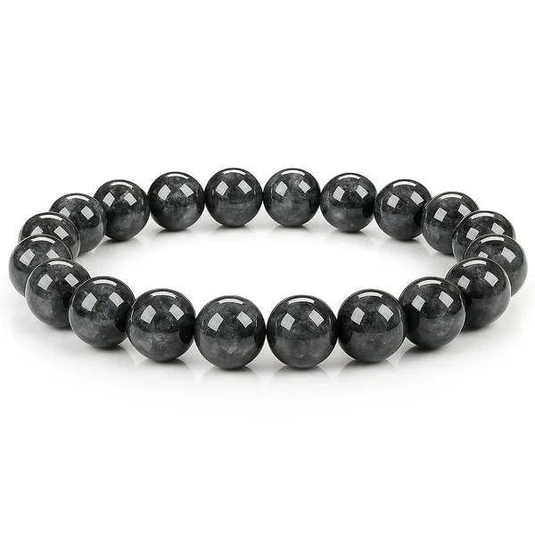 Grey_&_Black_Natural_Darkstone_Legacy_Black_Stone_Beaded_Bracelet_For_Men_And_Women/8Mm_Natural_Polish_Larvikite_Semi-Precious_Gemstones_Healing_Crystal_Round_Beads_Stretch_Bracelet_7"_Unisex