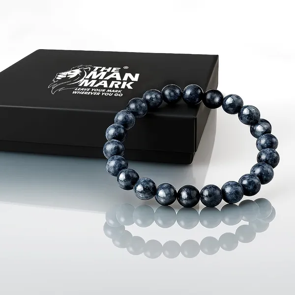 Grey_&_Black_Natural_Darkstone_Legacy_Black_Stone_Beaded_Bracelet_For_Men_And_Women/8Mm_Natural_Polish_Larvikite_Semi-Precious_Gemstones_Healing_Crystal_Round_Beads_Stretch_Bracelet_7"_Unisex