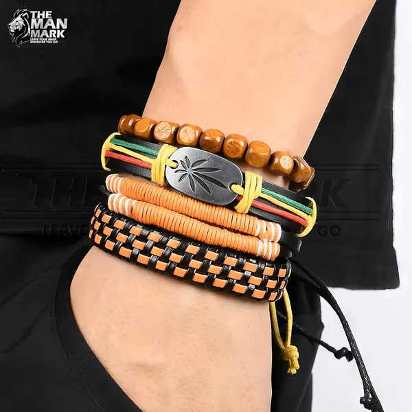 Tan_&_Brown_Titan_Grip_Multi-Layer_Tribal_Bracelet_Set_For_Men_–_Beaded,_Woven_&_Leather_Wristbands_With_Engraved_Plate
