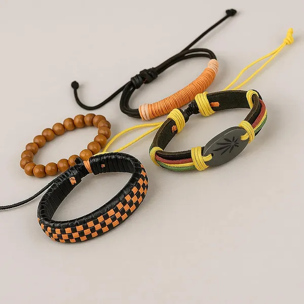 Tan_&_Brown_Titan_Grip_Multi-Layer_Tribal_Bracelet_Set_For_Men_–_Beaded,_Woven_&_Leather_Wristbands_With_Engraved_Plate