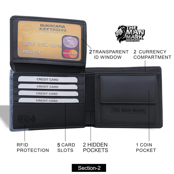 Balck_&_Blue_Leather_Dual_Domain_Rfid_Protected_Wallet_For_Men–_5_Card_Slots,_2_Hidden_Pocket,_Slim,_1_Coin_Pocket,_2_Transparent_Id_Window