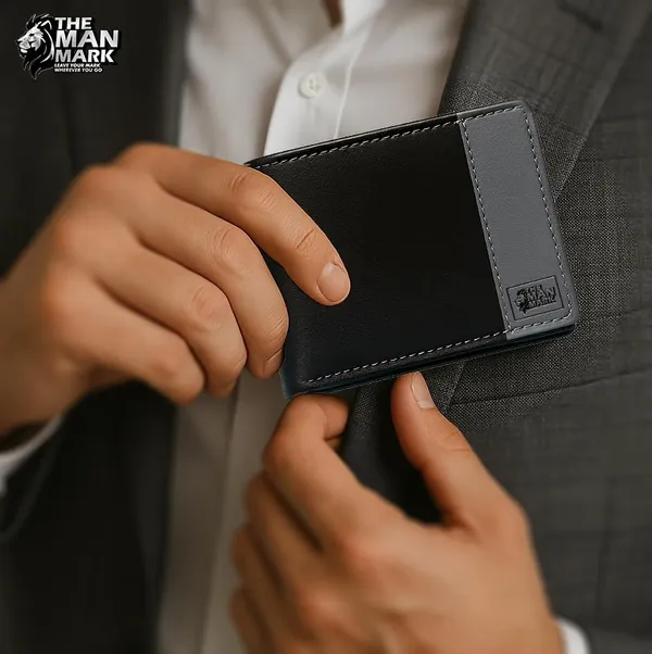 Balck_&_Blue_Leather_Dual_Domain_Rfid_Protected_Wallet_For_Men–_5_Card_Slots,_2_Hidden_Pocket,_Slim,_1_Coin_Pocket,_2_Transparent_Id_Window