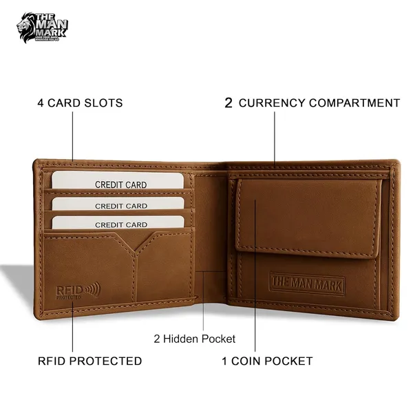 Tan_Golden_Mustang,_Rfid_Protected_Wallet_For_Men_Bi-Fold_Wallet_With_4_Card_Slots,_2_Hidden_Pocket,_1_Coin_Pocket,_2_Currency_Compartments
