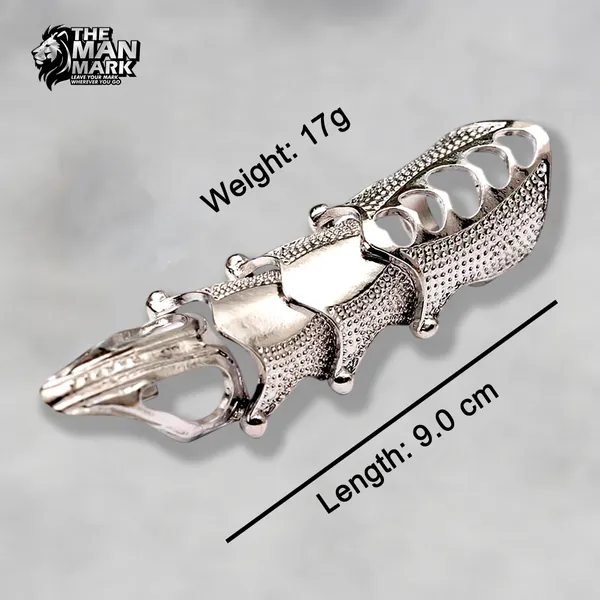 Sliver_Dragon_Claw_Knuckle_Armor_Ring_For_Men_And_Women:_Multicolour_Adjustable_Joint_Finger_Guard_–_Gothic_Punk_Costume_Jewelry_–_Unique_Statement_Ring_For_Party,_And_Fashion_(21Mm)