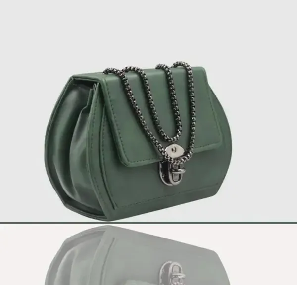 Pack_Of_2_Green_Premium_Polyurethane_Designing_Bag_&_Box_Sling_Bag_For_Women_