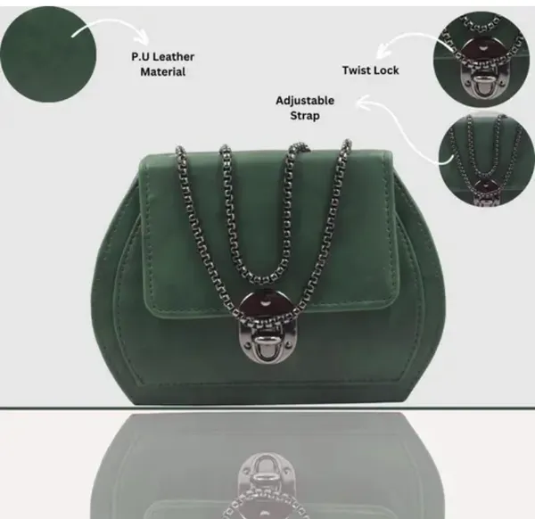 Pack_Of_2_Green_Premium_Polyurethane_Designing_Bag_&_Box_Sling_Bag_For_Women_