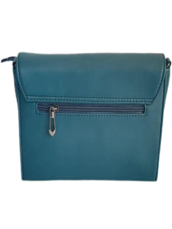 Teal_Premium_Polyurethane_Beautiful_Stylish_Sling_Bag_For_Women
