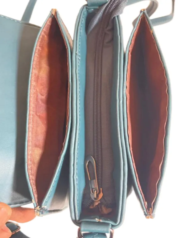 Teal_Premium_Polyurethane_Beautiful_Stylish_Sling_Bag_For_Women