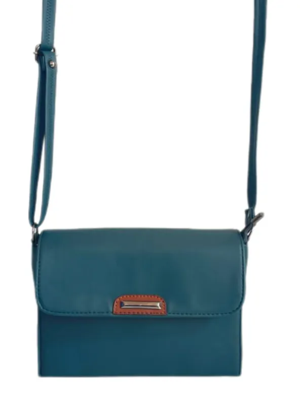 Teal_Premium_Polyurethane_Beautiful_Stylish_Sling_Bag_For_Women