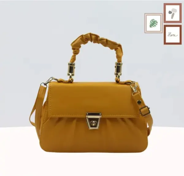Yellow_Premium_Polyurethane_Designing_Box_Sling_Bag_For_Women