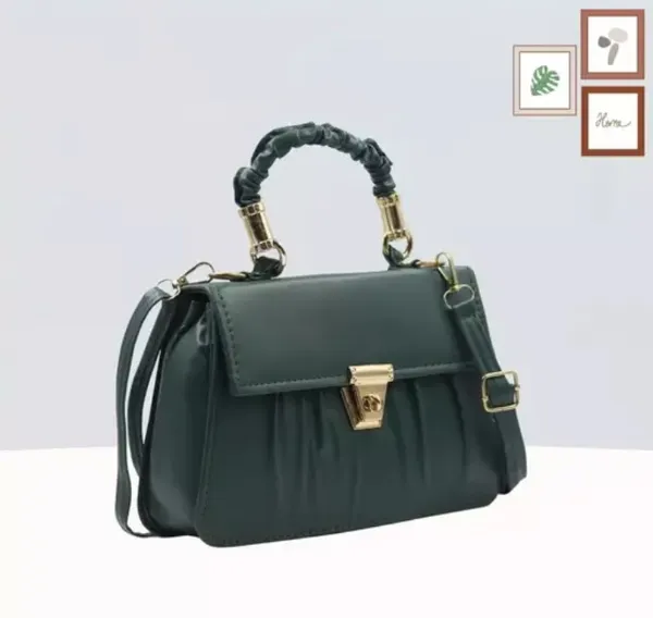 Pack_Of_2_Green_Premium_Polyurethane_Designing_Bag_&_Box_Sling_Bag_For_Women_