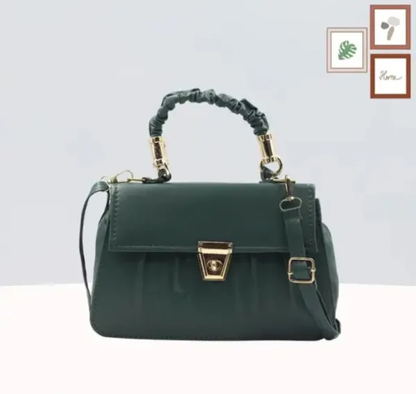 Pack_Of_2_Green_Premium_Polyurethane_Designing_Bag_&_Box_Sling_Bag_For_Women_