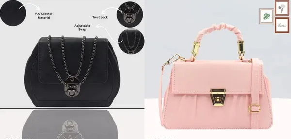 Pack_Of_2_Black_&_Peach_Premium_Polyurethane_Designing_Box_Bag_For_Women