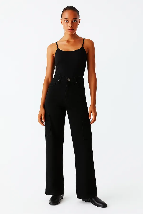 Black_Cargo_Straight_Fit_Stretchable_Jeans