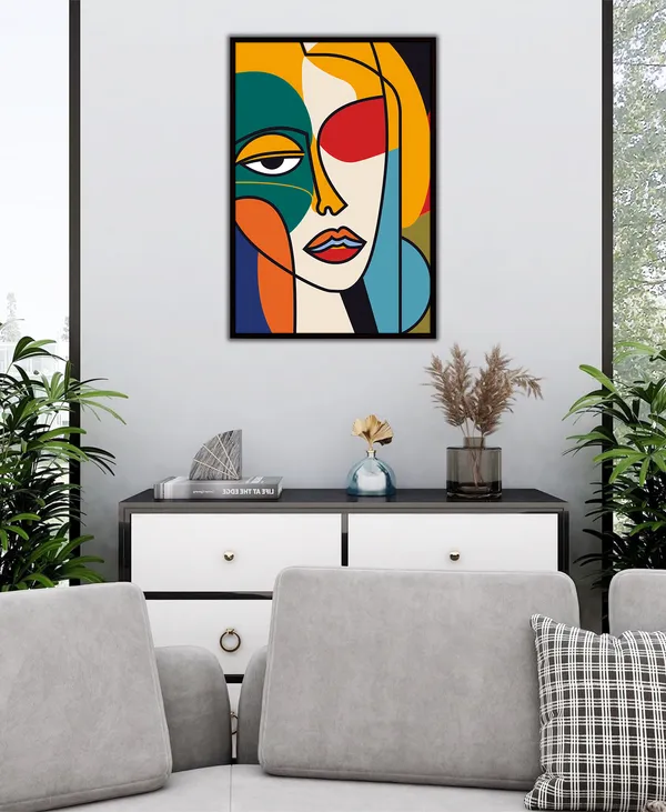 Modern_Abstract_Face_Canvas_Wall_Art_Painting_With_Black_Frame_For_Home_Decor_Living_Room_Wall_Decoration