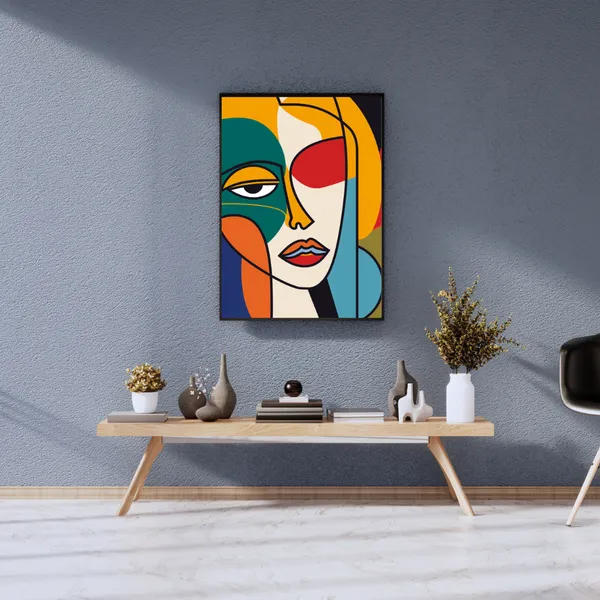 Modern_Abstract_Face_Canvas_Wall_Art_Painting_With_Black_Frame_For_Home_Decor_Living_Room_Wall_Decoration