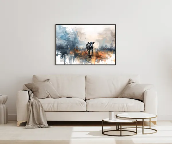 Rustic_Elegance_–_Abstract_Cow_Canvas_Wall_Art__With_black_Frame_Painting_For_Home_Decor_Living_Room_Wall_Decoration