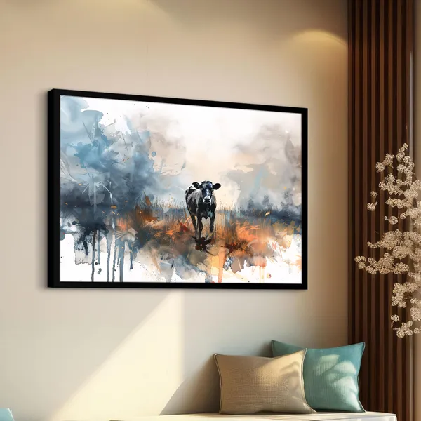 Rustic_Elegance_–_Abstract_Cow_Canvas_Wall_Art__With_black_Frame_Painting_For_Home_Decor_Living_Room_Wall_Decoration