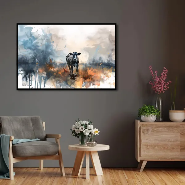 Rustic_Elegance_–_Abstract_Cow_Canvas_Wall_Art__With_black_Frame_Painting_For_Home_Decor_Living_Room_Wall_Decoration