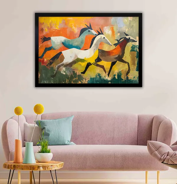 Galloping_Dreams_–_Abstract_Horse_Canvas_Wall_Art__With_black_Frame_Painting_For_Home_Decor_Living_Room_Wall_Decoration