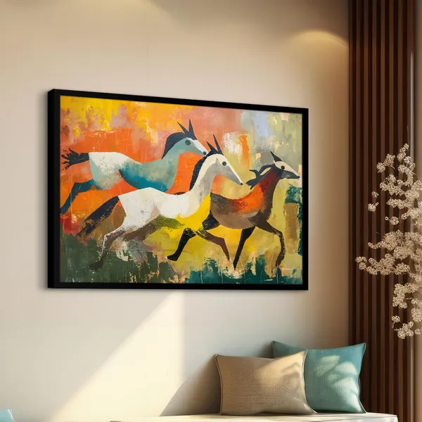 Galloping_Dreams_–_Abstract_Horse_Canvas_Wall_Art__With_black_Frame_Painting_For_Home_Decor_Living_Room_Wall_Decoration