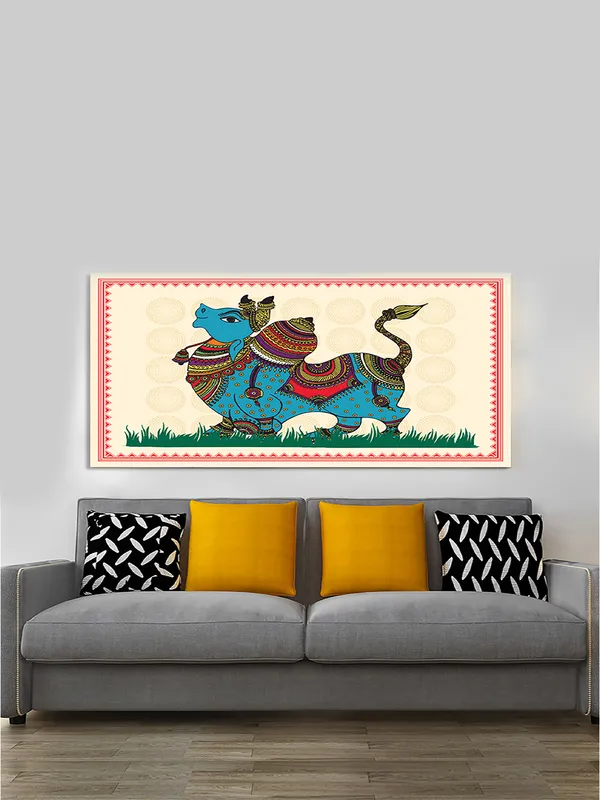 Divine_Kamdhenu_-_Traditional_Indian_Folk_Art_Canvas_fitted_with_wooden_frame