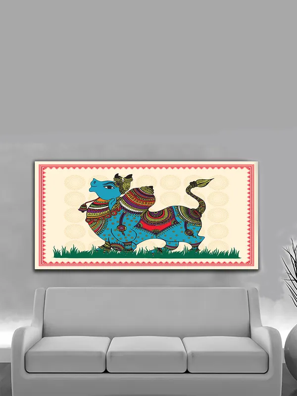 Divine_Kamdhenu_-_Traditional_Indian_Folk_Art_Canvas_fitted_with_wooden_frame