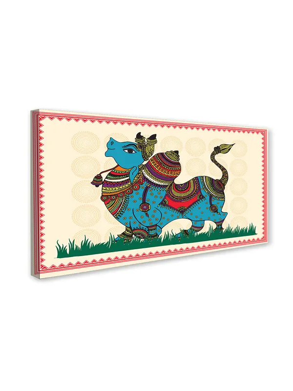 Divine_Kamdhenu_-_Traditional_Indian_Folk_Art_Canvas_fitted_with_wooden_frame