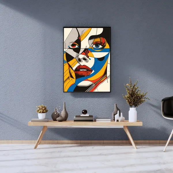 Colorful_Abstract_Face_Canvas_Wall_Art_Painting_With_Black_Frame_For_Home_Decor_Living_Room_Wall_Decoration