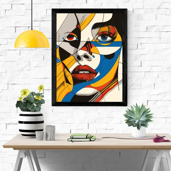 Colorful_Abstract_Face_Canvas_Wall_Art_Painting_With_Black_Frame_For_Home_Decor_Living_Room_Wall_Decoration
