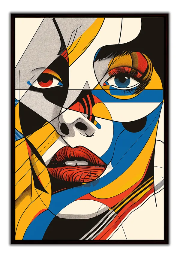Colorful_Abstract_Face_Canvas_Wall_Art_Painting_With_Black_Frame_For_Home_Decor_Living_Room_Wall_Decoration