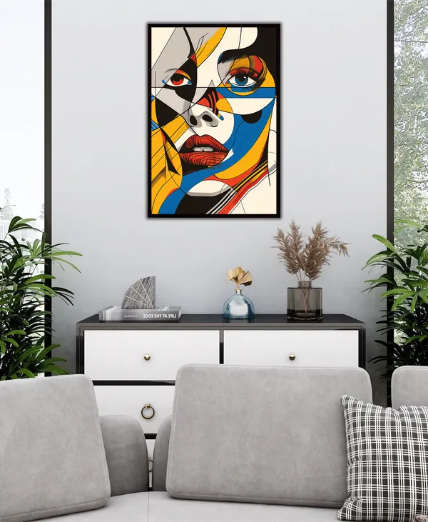 Colorful_Abstract_Face_Canvas_Wall_Art_Painting_With_Black_Frame_For_Home_Decor_Living_Room_Wall_Decoration