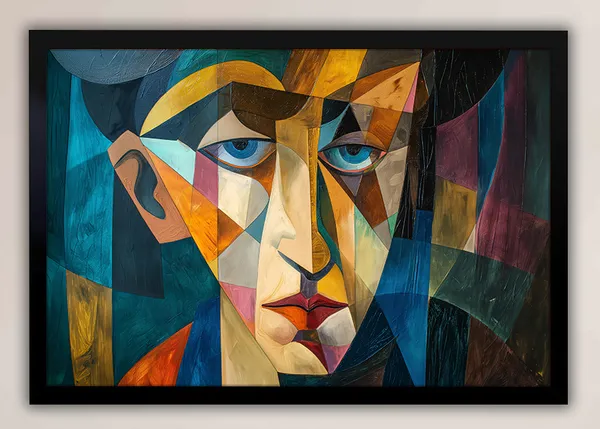 Blue_Gaze_–_Geometric_Expressionist_Wall_Art_With_black_Frame_Painting_For_Home_Decor_Living_Room_Wall_Decoration