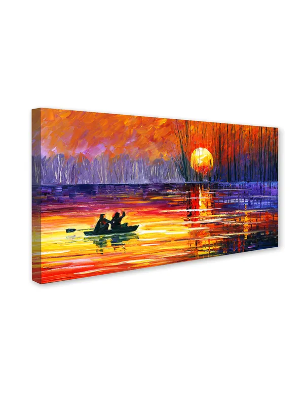Golden_Serenity_-_Sunrise_Boat_Canvas_Painting_fitted_with_wooden_Frame