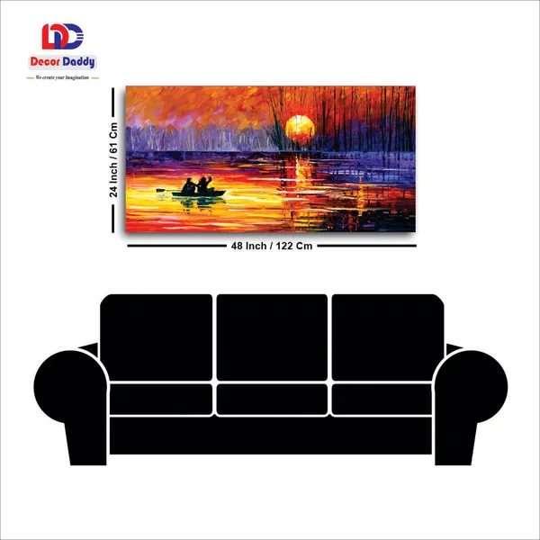 Golden_Serenity_-_Sunrise_Boat_Canvas_Painting_fitted_with_wooden_Frame