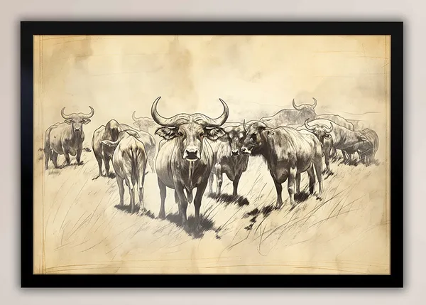 Majestic_Herd_–_Wild_Buffalo_Wall_Art_With_black_Frame_Painting_For_Home_Decor_Living_Room_Wall_Decoration