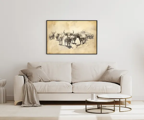 Majestic_Herd_–_Wild_Buffalo_Wall_Art_With_black_Frame_Painting_For_Home_Decor_Living_Room_Wall_Decoration