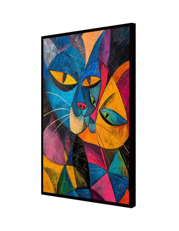 Modern_Abstract_Cat_Couple_Canvas_Wall_Art_Painting_With_Black_Frame_For_Home_Decor_Living_Room_Wall_Decoration