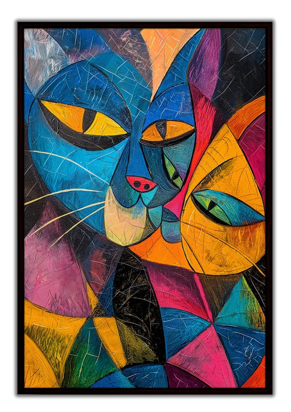 Modern_Abstract_Cat_Couple_Canvas_Wall_Art_Painting_With_Black_Frame_For_Home_Decor_Living_Room_Wall_Decoration