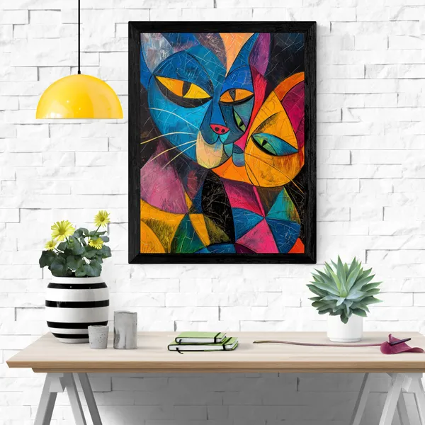 Modern_Abstract_Cat_Couple_Canvas_Wall_Art_Painting_With_Black_Frame_For_Home_Decor_Living_Room_Wall_Decoration