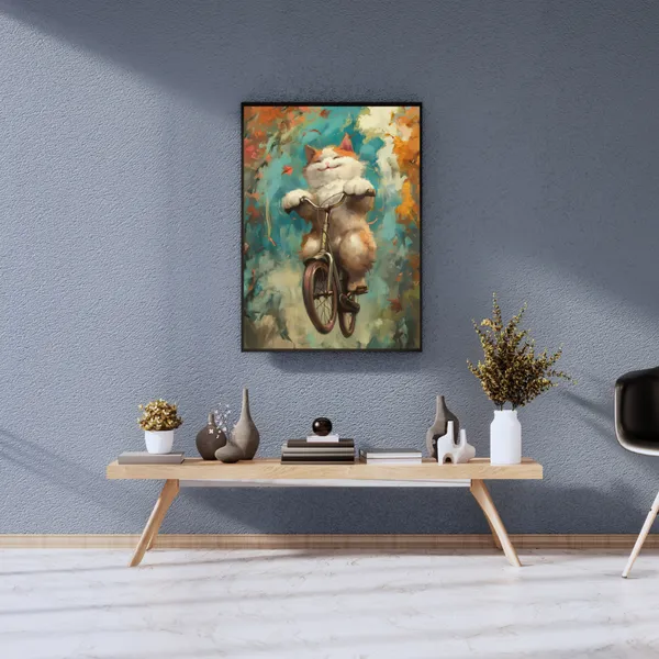 Realistic_Cat_Canvas_Wall_Art_Painting_With_Black_Frame_For_Home_Decor_Living_Room_Wall_Decoration
