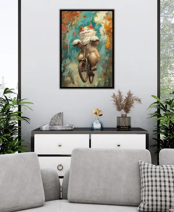 Realistic_Cat_Canvas_Wall_Art_Painting_With_Black_Frame_For_Home_Decor_Living_Room_Wall_Decoration