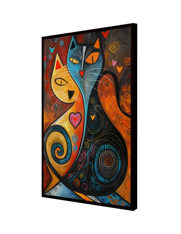 Abstract_Cats_Canvas_Wall_Art_Painting_With_Black_Frame_For_Home_Decor_Living_Room_Wall_Decoration