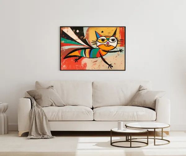 Cosmic_Cat_–_Abstract_Pop_Canvas_Wall_Art_With_black_Frame_Painting_For_Home_Decor_Living_Room_Wall_Decoration